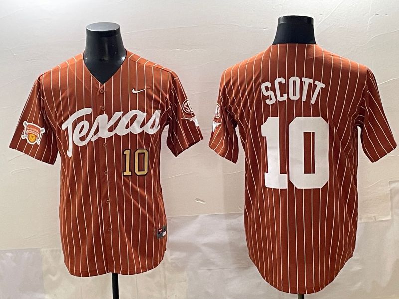 Men Texas Longhorns #10 Scott brown Nike joint Name NCAA 2025 Jersey style 35